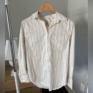 NEW a new day Women's Cream Striped Button Down Shirt Size XS